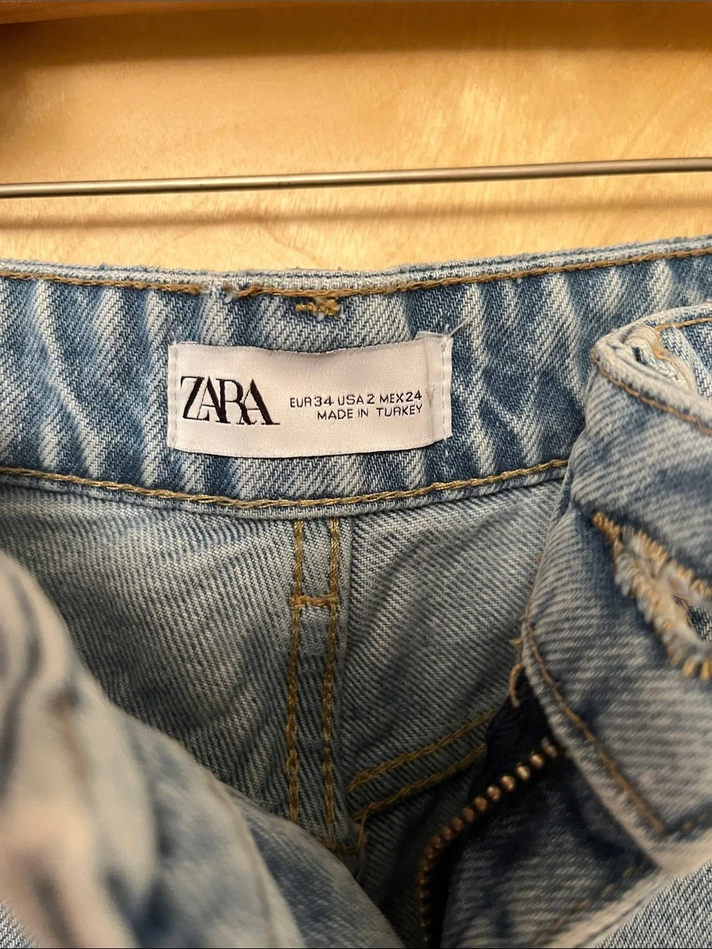 Zara Light Wash Bermuda Denim Shorts